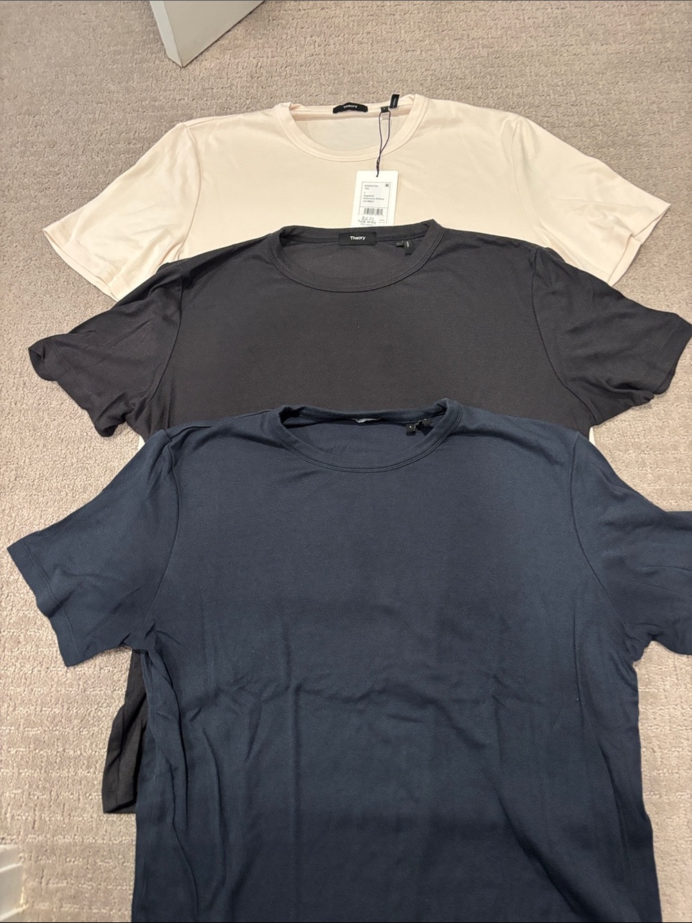 Mens Crewneck Theory Tee - Black, Navy & Cream